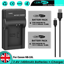 2x Batteria NB-10L + Caricatore per Canon PowerShot G1X G3 X G15 G16 SX40 HS SX50 HS