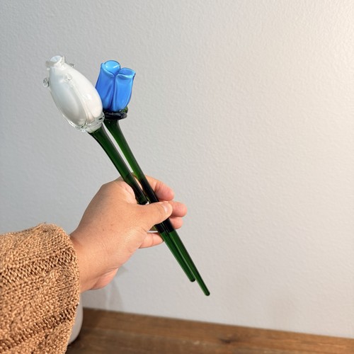 Fiore blu vintage vetro - fiore,