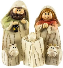 Mistero Nascita Belen Pizzo 3 Pezzi Resina 8 Cm Altezza