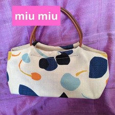 borsa miu miu piccola logo tela pelle bianca donna USATA DAL GIAPPONE