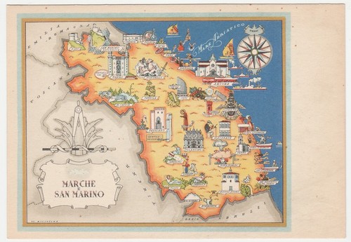 Marche cartolina cartina - marche,