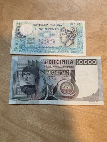 500 lire vecchie banconote - 10.500,