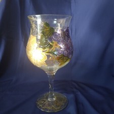 Grande calice in vetro dipinto a mano