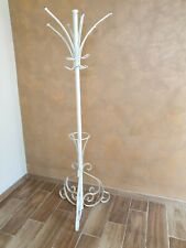 Appendiabiti in ferro battuto da terra bianco decorato argento