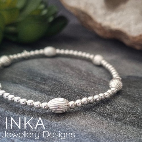 Bracciale perline argento - bracciale,