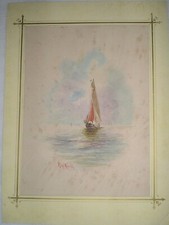 AQUARELLE XIXème MARINE -