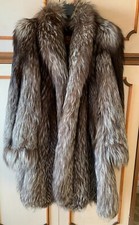 Pelliccia donna in vero pelo di volpe argentata grigia fur real coat fox fur