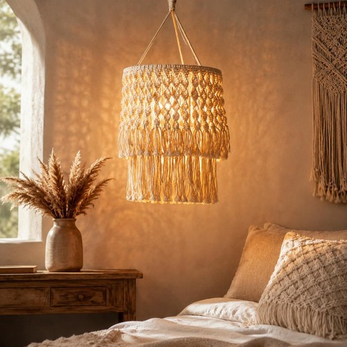 Lampadario boho macramè - lampadario, in
