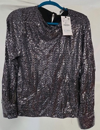Top zara argento paillettes - zara,