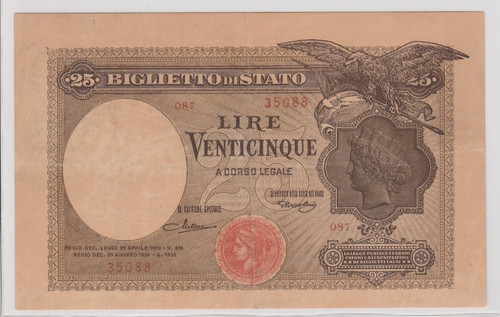 Italy biglietto stato 25 - italy,, di