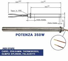 CANDELETTA ACCENSIONE STUFA PELLET RESISTENZA D 12.5 X 170 350W PALAZZETTI 04047