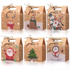 LEMESO Sacchetti Regalo Natale 24pz 6 Motivi Sacchetti Natalizi per Regali Karft