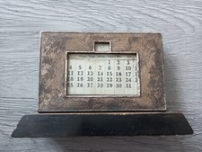 CALENDARIO DA TAVOLO INGLESE VINTAGE CORNICE ARGENTO DA COLLEZIONE Art Deco 