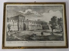 ♥ PORTA PORTESE PORTUENSE ROMA VECCHIA STAMPA DI INCISIONE GIUSEPPE VASI CORNICE