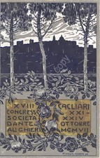 Cartolina  Cagliari Congresso Società Dante Alighieri  Illustrata Melis Marini 