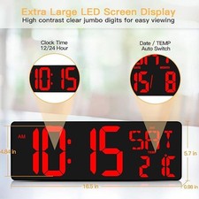 XREXS Orologio Da Parete LED Con Telecomando, 16,5'' Con Luminosità Regolabile,
