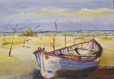 Skiff spiaggiato, banche