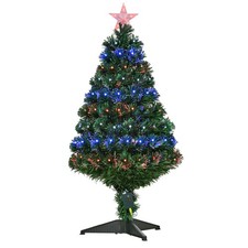 HOMCOM Albero di Natale Luminoso Alto 90cm con 90 Luci LED e Fibre Ottiche