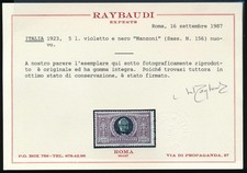 1923 ITALIA A. MANZONI LIRE 5