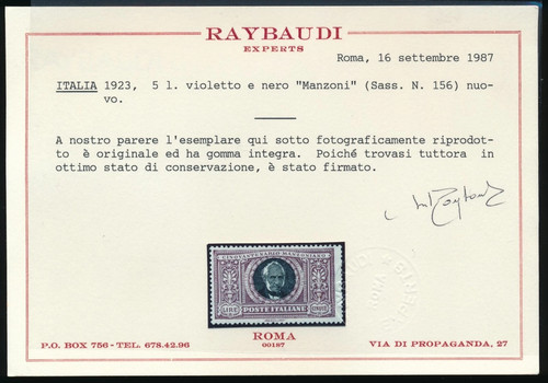 1923 italia manzoni lire 5 - italia,