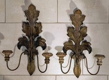 ANTICA COPPIA DI APPLIQUE SICILIANE A CANDELA IN FERRO BATTUTO DEL XVIII SECOLO 