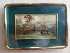 Quadro miniatura scorcio fluviale del Maestro Lucio Cargnel (1903-1998)