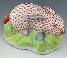 ? Statuina a rete ruggine HEREND più grande CONIGLIETTO CONIGLIO erba e fiori come nuova ($720)