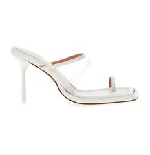 Sandali In Pelle Sportmax ?By Max Mara, Pelle Bianchi tacco alto Tg 39