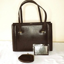 Borsa a mano vintage Coblentz in vera pelle di lucertola tascabile | marrone anni '50