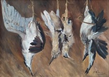 Antonio D'Urso Natura Morta Realista con Uccelli Dipinto Olio in Cornice firmato