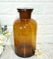 VETRO AMBRATO GRANDE BOTTIGLIA FARMACIA ERBORISTERIA H CM 28 DIAM BASE CM 14