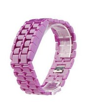The Iron Samurai PINK - Orologio in metallo a LED a luce rossa in acciaio ROSA