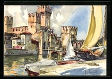 Cartolina artistica Aldo Raimondi: Sirmione /Lago di Garda, Il Castello 