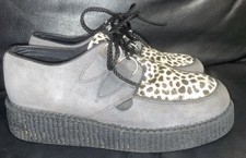 DONNA TAGLIA 5,5-6 GRIGIO SCAMOSCIATO STAMPA ANIMALIER CREEPERS UNDERGROUND UFFICIALE