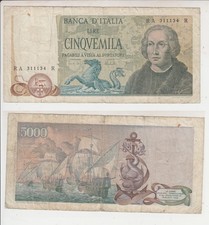 Repubblica: 5.000 / 5000 lire Colombo II tipo (3 Caravelle) 11/04/1973