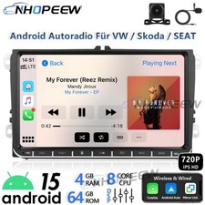 Autoradio 4+64 GB Apple CarPlay Android15 GPS Navi RDS per VW Tiguan 5N Golf Plus