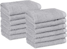 Set Asciugamani Bagno Spugna 100% Cotone Asciugamani Viso 30X30 Cm, Grigio, Conf
