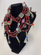 Collana antica tibetana perle di vetro Murano Trade Beads pezzo unico 410 grammi