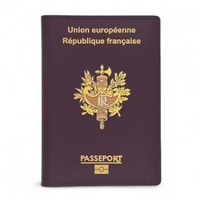 Portafoglio/porta passaporto da viaggio artigianale Francia in vera pelle
