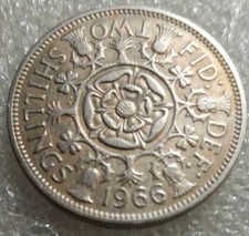 MONETA FIORINO GRAN BRETAGNA REGINA ELISABETTA II 2 SCELLINI 1966