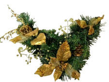 Ghirlanda natalizia centro tavola decorazione abete fiocchi dorati Natale pigne