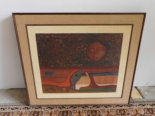 Quadro olio pannello toro - su,