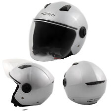 Casco Jet Visiera Lunga Scooter Moto Quad Omologato ECE 22-06 Argento