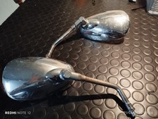 Coppia Specchietti Retrovisori Specchi Moto Custom Cromati Grandi M8