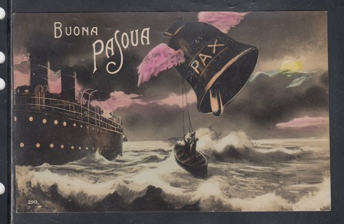 Cartolina buona pasqua nave - cartolina,