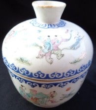 ANTICA CIOTOLA CINESE CON COPERCHIO PORCELLANA RARA POTTERY CINA 2 CERAMICA