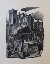 "Veduta di Villalta: castello" Silografia di T. Marangoni, 1951