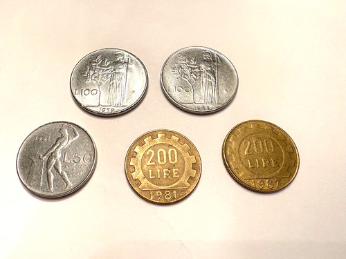 Monete italiane lotto 5 - lotto, di