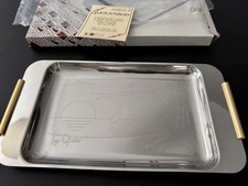 Vassoio Vintage Motta Acciaio Inox Oro 24kt Made in Italy Scatola e Certificato