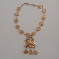 COLLIER DORATO CON PENDENTE REPLICA GIOIELLO PERIODO MINOICO VINTAGE